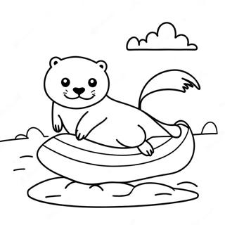 Loutre Drole Glissant Sur La Glace Page A Colorier 36696-8028