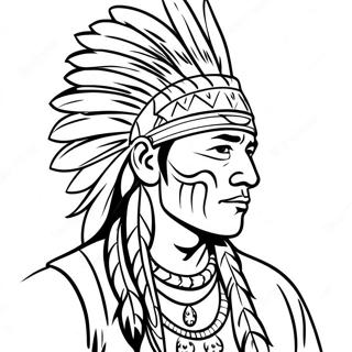 Page A Colorier De Guerrier Amerindien Avec Coiffe En Plumes 37452-8176