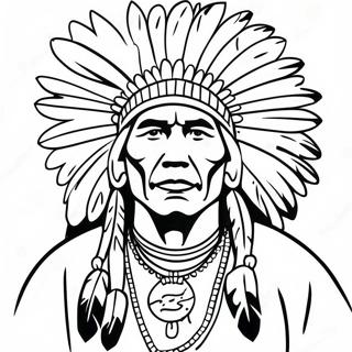 Page A Colorier De Chef Amerindien En Tenue Traditionnelle 37454 8182