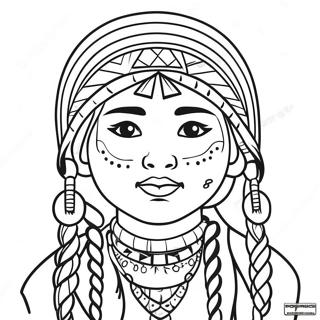 Fille Amerindienne Avec Des Tresses Page A Colorier 37455 8185