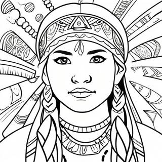 Fille Amerindienne Avec Des Tresses Page A Colorier 37455 8186