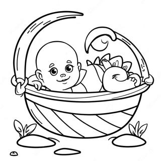 Bebe Moise Dans Le Panier Page A Colorier 37744 8245
