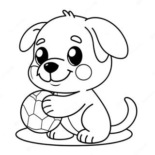 Mignon Chiot Jouant Avec Une Balle Page A Colorier 3828-2