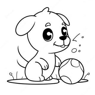 Mignon Chiot Jouant Avec Une Balle Page A Colorier 3828-4