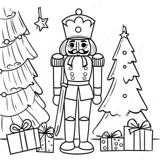 Page A Colorier De Casse Noisette Avec Un Sapin De Noel 38646-8445