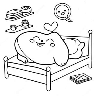 Gudetama Paresseux Au Lit A Colorier 39371-8598