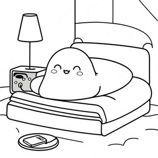 Gudetama Paresseux Au Lit A Colorier 39371-8600