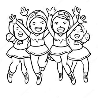 Equipe De Pom Pom Girls Sautant En Formation Page A Colorier 40002-8735
