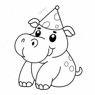 Page A Colorier Dun Hippopotame Mignon Avec Un Chapeau De Fete 40445-8834