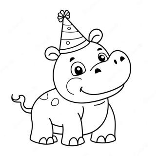 Page A Colorier Dun Hippopotame Mignon Avec Un Chapeau De Fete 40445-8836