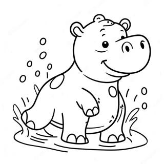 Page A Colorier Dun Hippopotame Heureux Eclaboussant Dans Leau 40446-8838