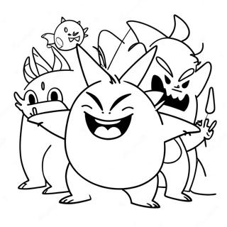 Gengar Dansant Avec Des Amis Page A Colorier 40737-8901