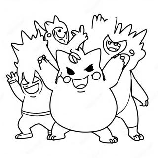 Gengar Dansant Avec Des Amis Page A Colorier 40737-8904