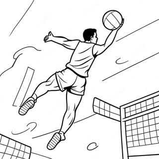 Page A Colorier Dun Joueur De Volleyball Sautant Pour Smasher 41087-8977