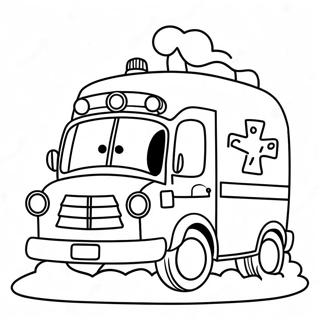 Page A Colorier Dune Ambulance De Dessin Anime Mignonne 41725-9116