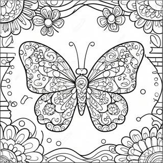 Page A Colorier De Papillon En Mosaique Coloree 42363-9254