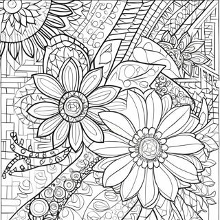 Page A Colorier De Fleur En Mosaique Complexe 42364-9258