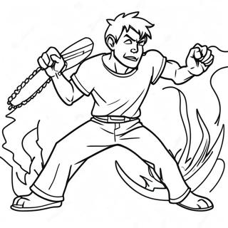 Chainsaw Man Combattant Le Diable Sur Une Page A Colorier 42731-9345