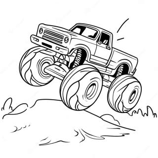 Page A Colorier De Monster Truck Sautant Par Dessus Des Obstacles 4287-2575