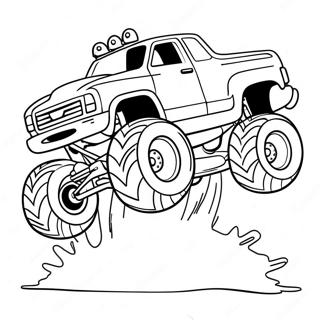 Page A Colorier De Monster Truck Sautant Par Dessus Des Obstacles 4287-2576