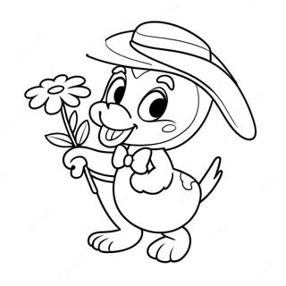 Daisy Duck Avec Un Bouquet De Fleurs Sur Une Page A Colorier 42915-9377