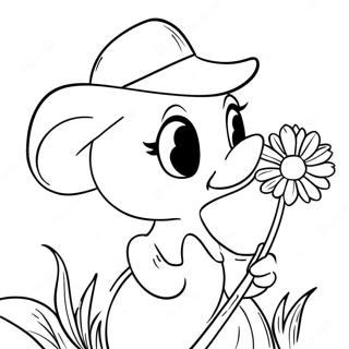 Daisy Duck Avec Un Bouquet De Fleurs Sur Une Page A Colorier 42915-9378