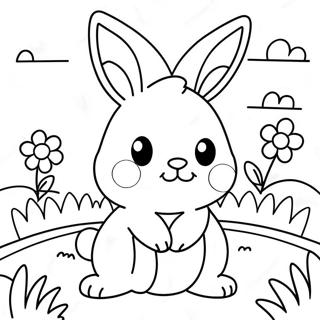 Page A Colorier De Mignon Lapin Dans Un Jardin De Fleurs 4376-958