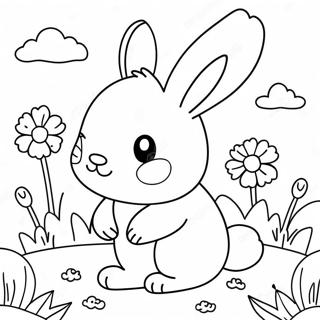 Page A Colorier De Mignon Lapin Dans Un Jardin De Fleurs 4376-959