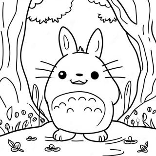 Totoro Heureux Dans La Foret Page A Colorier 43812-9577