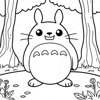 Totoro Heureux Dans La Foret Page A Colorier 43812-9578