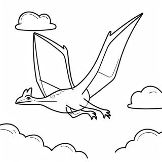 Page A Colorier Dun Pterodactyle Colore Planant A Travers Les Nuages 44089-9634