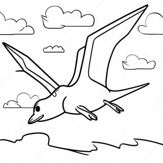 Page A Colorier Dun Pterodactyle Colore Planant A Travers Les Nuages 44089-9636