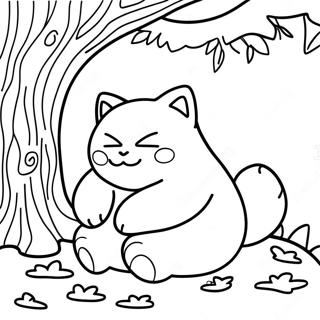 Snorlax Dormant Sous Un Arbre Page A Colorier 44349-9694