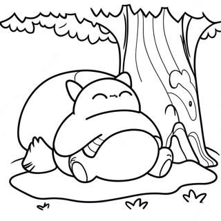 Snorlax Dormant Sous Un Arbre Page A Colorier 44349-9695