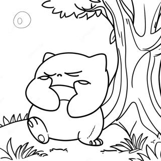 Snorlax Dormant Sous Un Arbre Page A Colorier 44349-9696