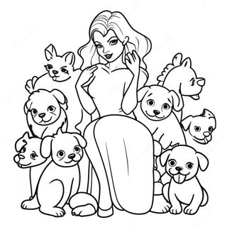 Cruella Denfer Avec Des Chiots Page A Colorier 45761-10031