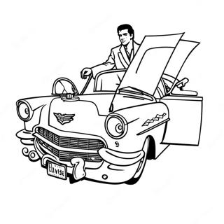 Page A Colorier Delvis Dans Une Cadillac Classique 46034 10089