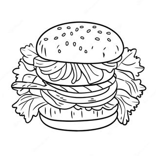 Page A Colorier De Burger Vegetarien Avec De La Laitue Fraiche 46808-10248