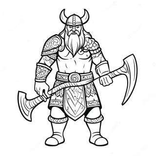 Guerrier Viking Avec Une Hache Page A Colorier 47190-10315