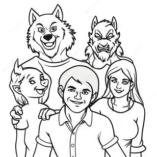 Portrait De Famille De Loup Garou Page A Colorier 47470-10386