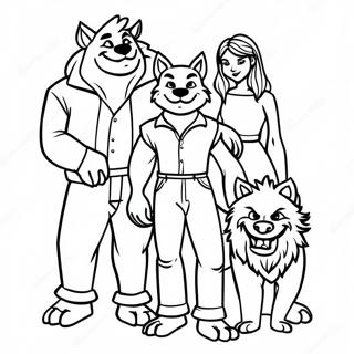 Portrait De Famille De Loup Garou Page A Colorier 47470-10387