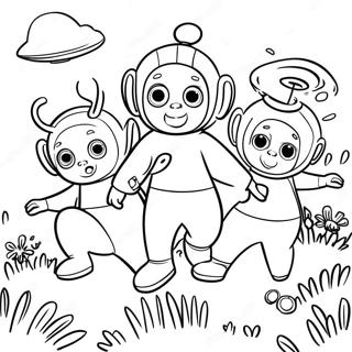 Teletubbies Sautant Dans Le Pre Coloriage 47561-10411