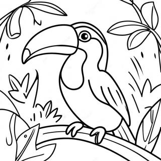 Toucan Colore Dans Une Page A Colorier De Jungle Tropicale 47911-10470