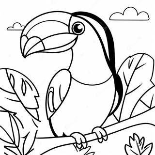 Toucan Colore Dans Une Page A Colorier De Jungle Tropicale 47911-10471