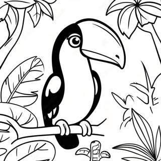 Toucan Colore Dans Une Page A Colorier De Jungle Tropicale 47911-10472