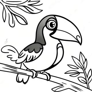 Toucan Heureux Assis Sur Une Branche Page A Colorier 47912-10473