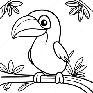 Toucan Heureux Assis Sur Une Branche Page A Colorier 47912-10474