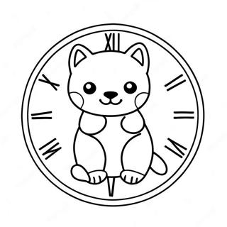 Horloge Danimal Mignonne Sur Une Page A Colorier 48883-10693