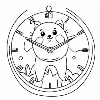 Horloge Danimal Mignonne Sur Une Page A Colorier 48883-10694