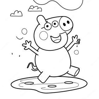 Page A Colorier De Peppa Pig Sautant Dans Les Flaques 4920-366